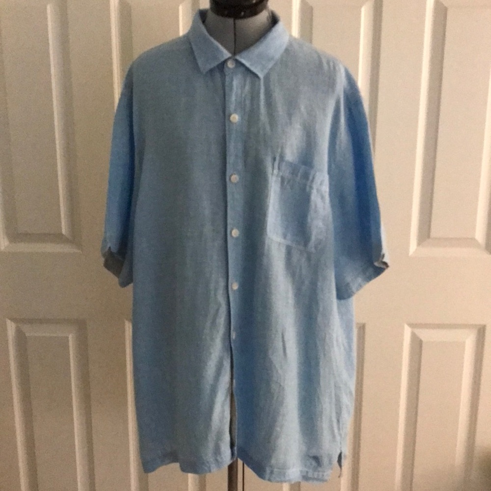 Tommy Bahama Light Blue Linen Shirt Short Sleeves XXL